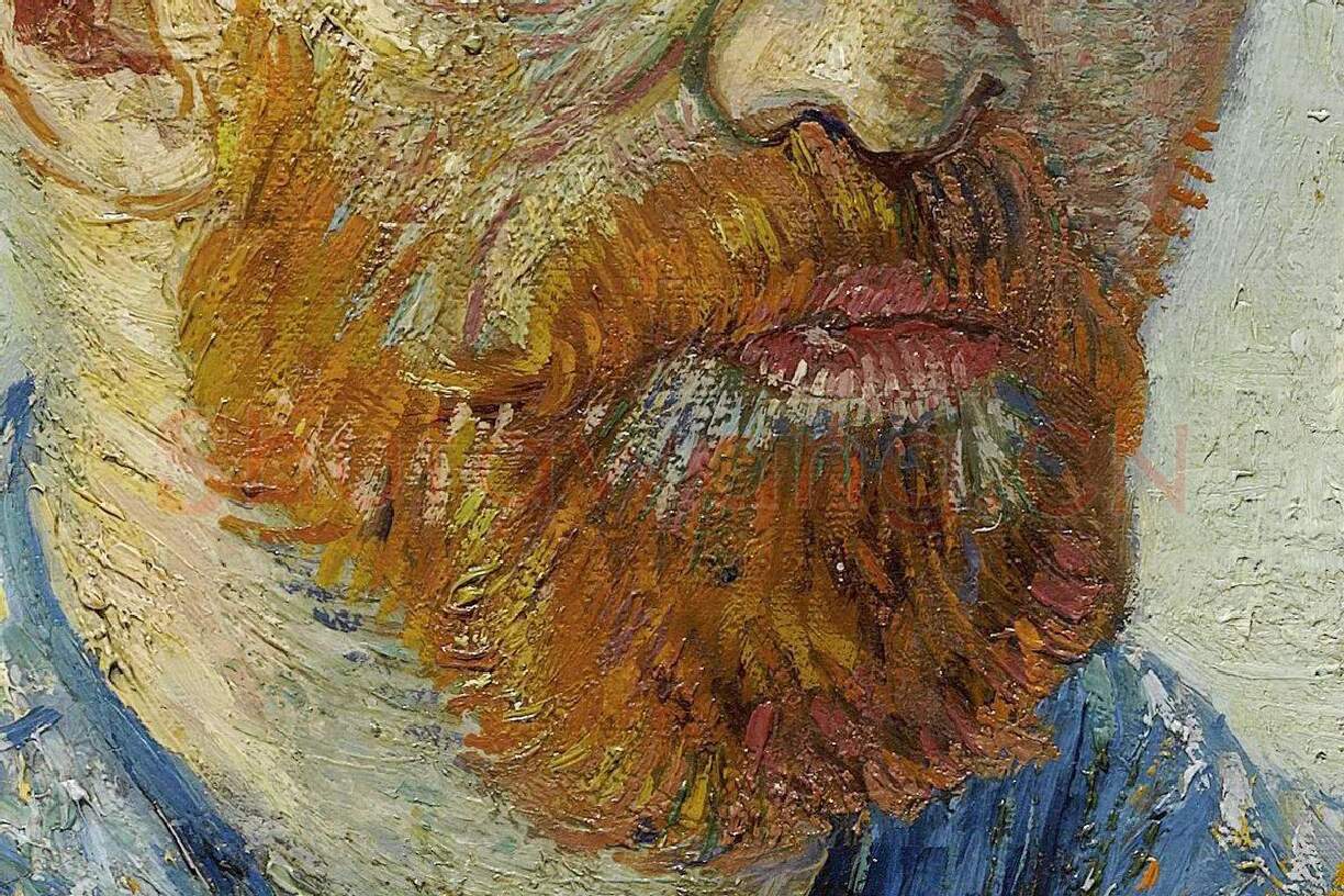 梵高1888年《在画架前的自画像》局部 (1)