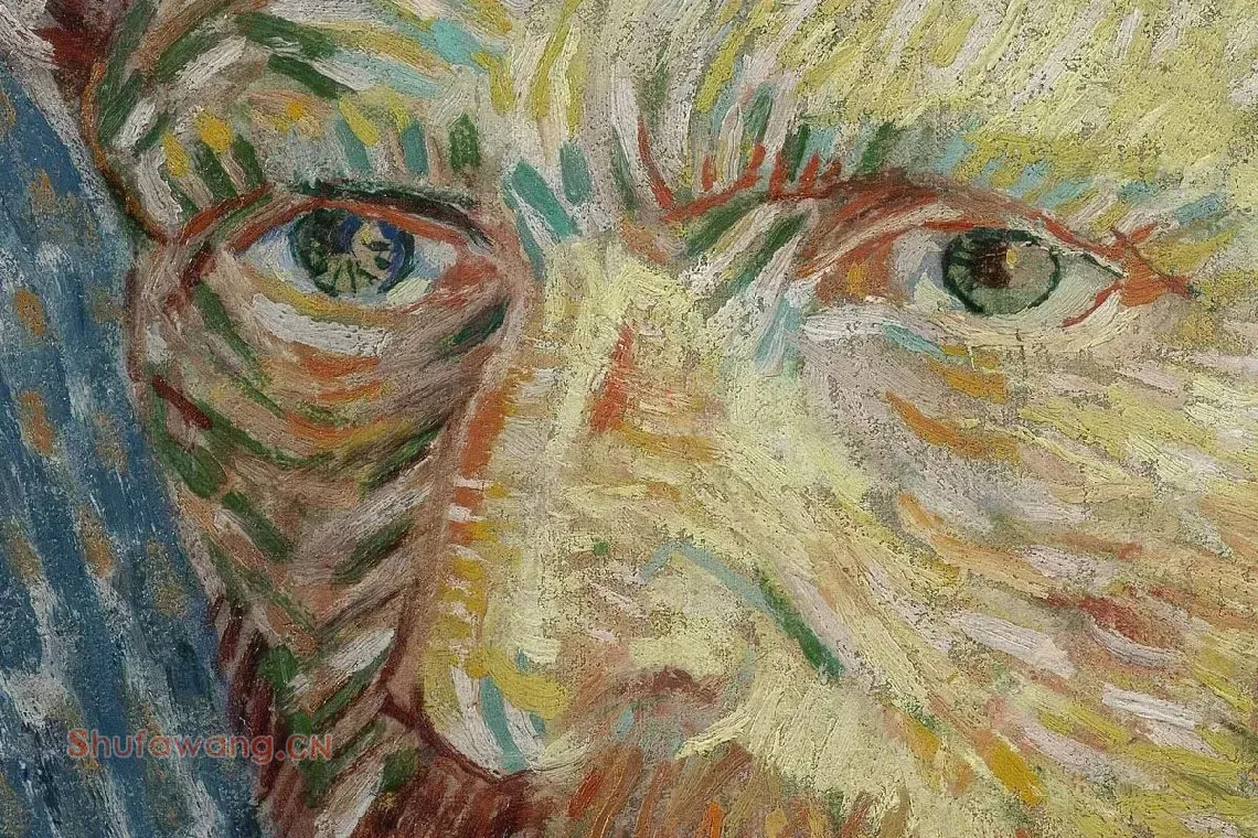 梵高油画作品《戴毡帽的自画像》局部 (1)