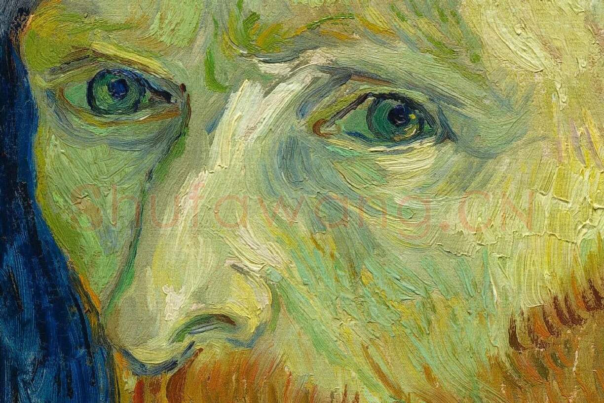 梵高1889年自画像作品《拿着调色盘的自画像》局部 (1)