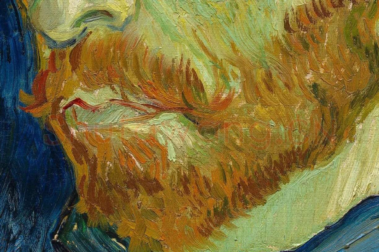 梵高1889年自画像作品《拿着调色盘的自画像》局部 (2)