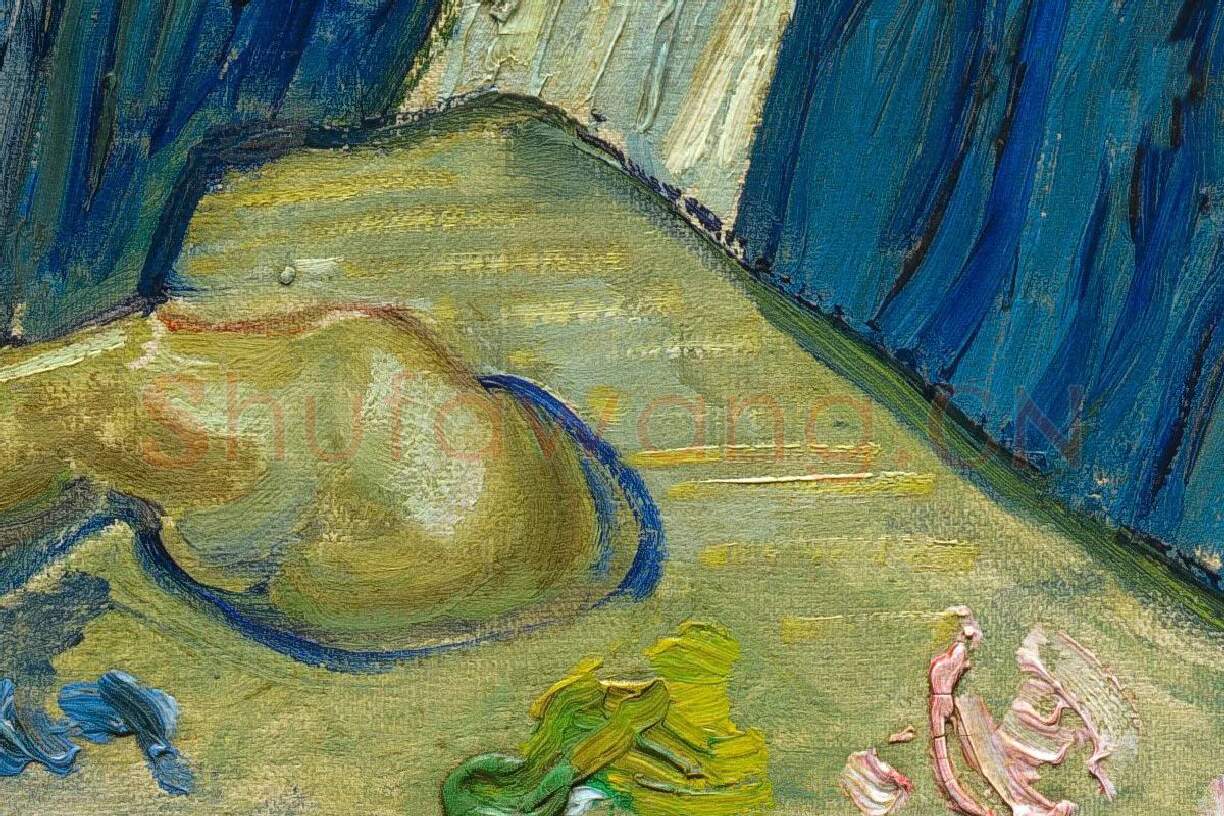 梵高1889年自画像作品《拿着调色盘的自画像》局部 (3)