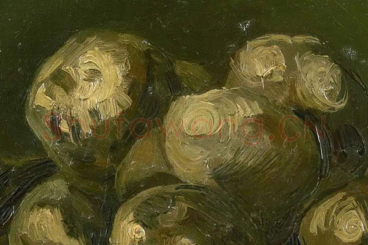 梵高油画静物《篮子里的土豆》高清大图局部细节 (4)