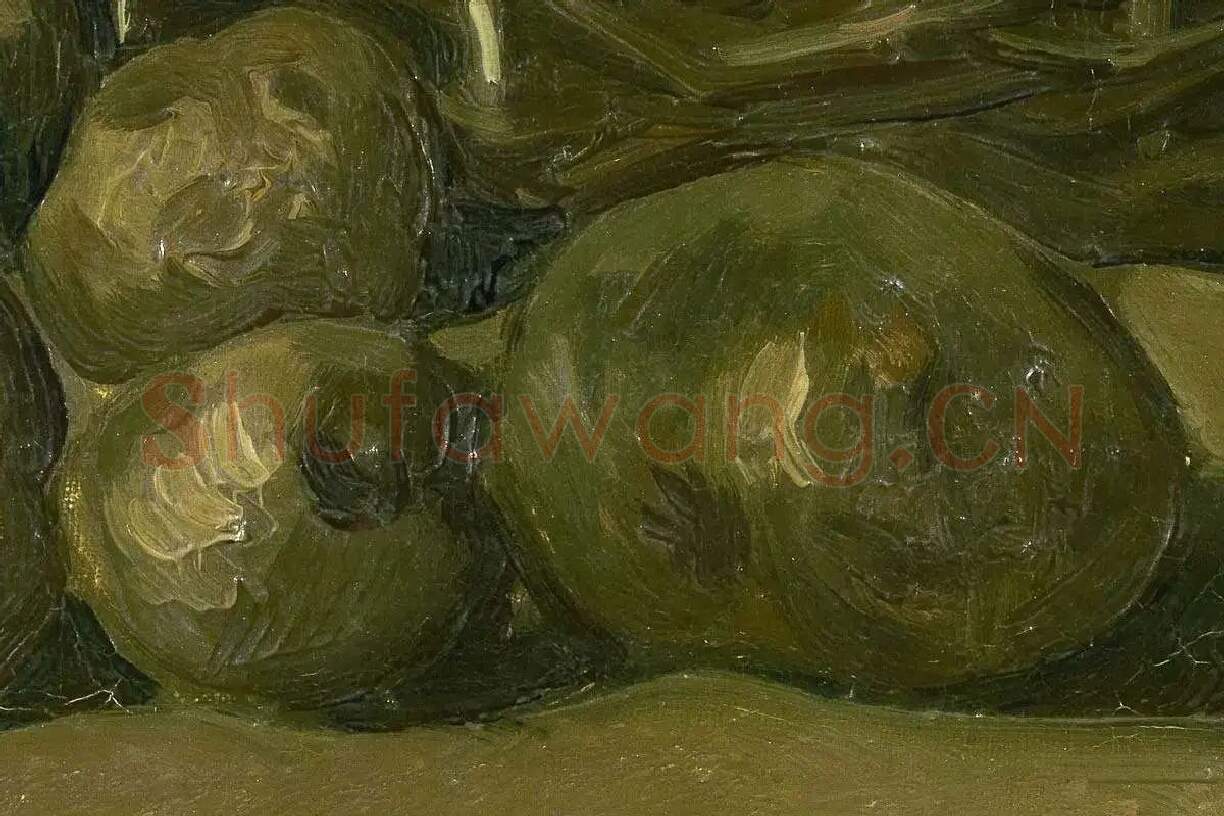 梵高油画静物《篮子里的土豆》高清大图局部细节 (5)