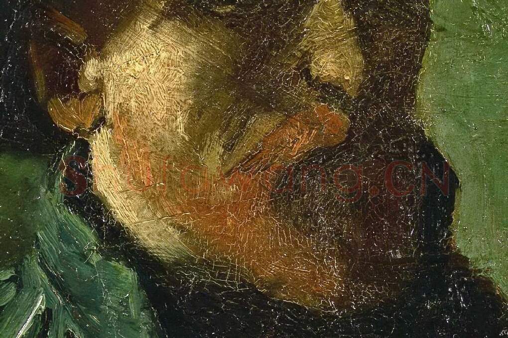 画架前戴深色毛毡帽的梵高自画像局部 (2)