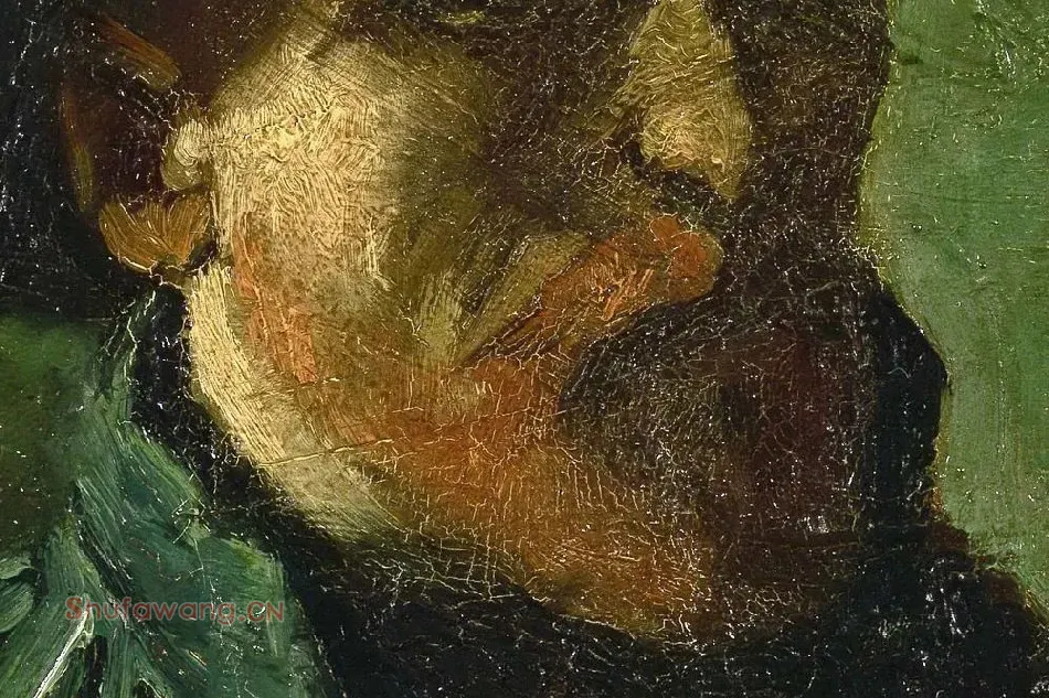 画架前戴深色毛毡帽的梵高自画像局部 (2)