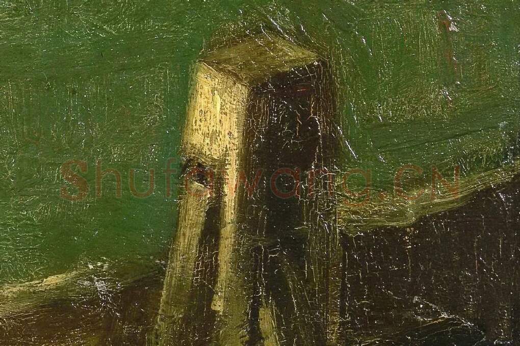 画架前戴深色毛毡帽的梵高自画像局部 (6)