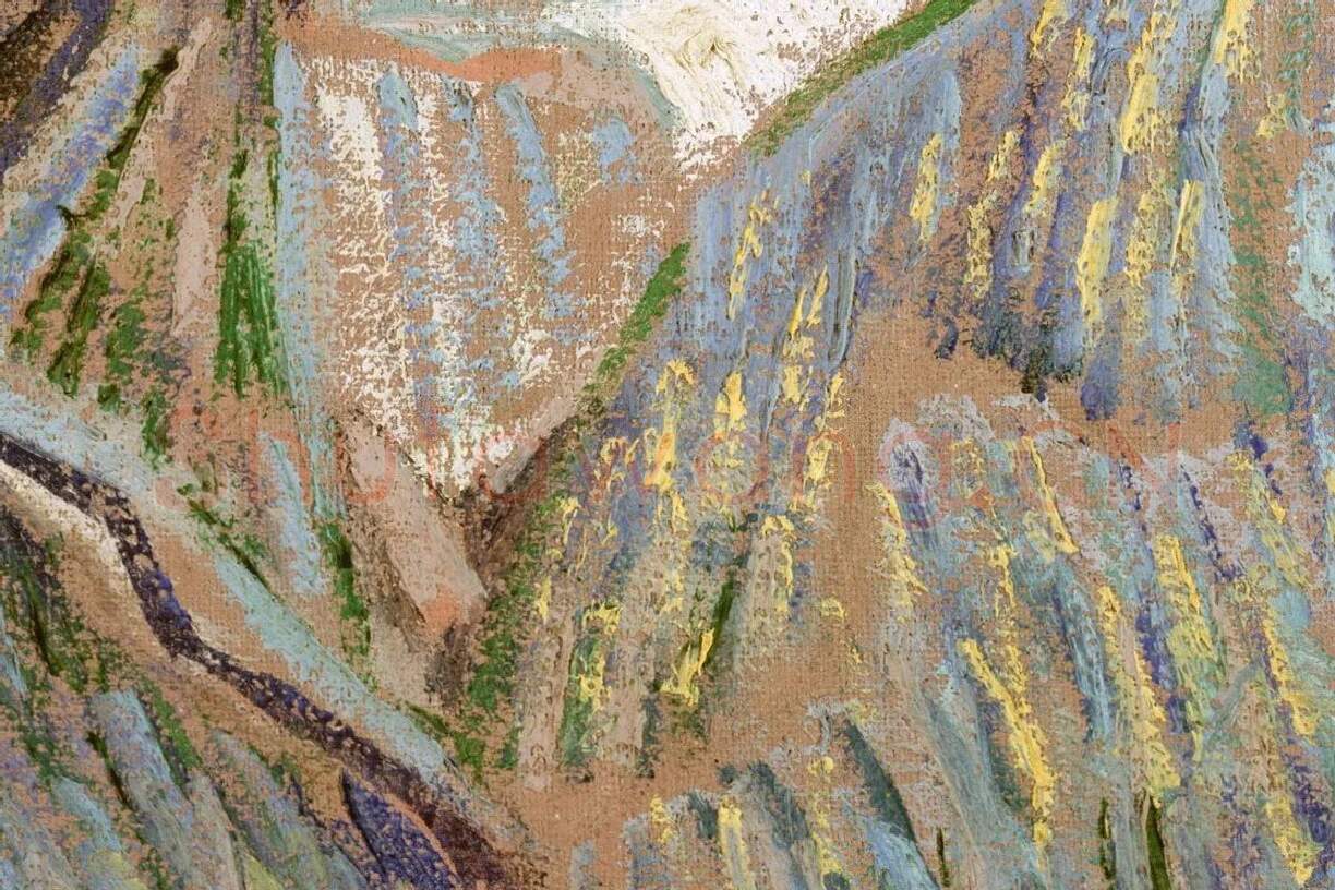 梵高1887年《戴草帽的自画像》油画作品局部 (3)