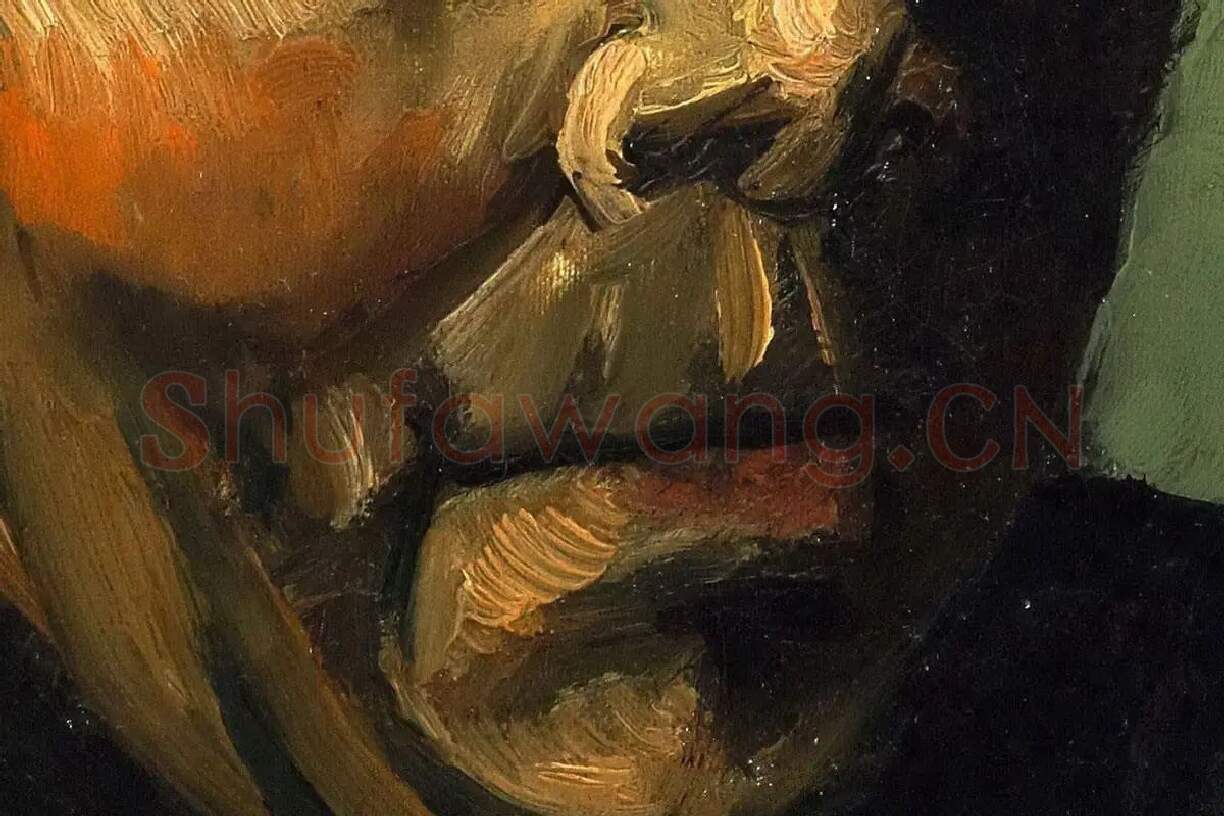 梵高油画头像作品《男性农民头像》高清图局部细节 (3)