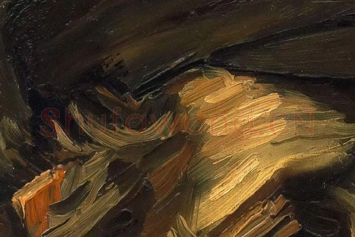 梵高油画头像作品《男性农民头像》高清图局部细节 (4)