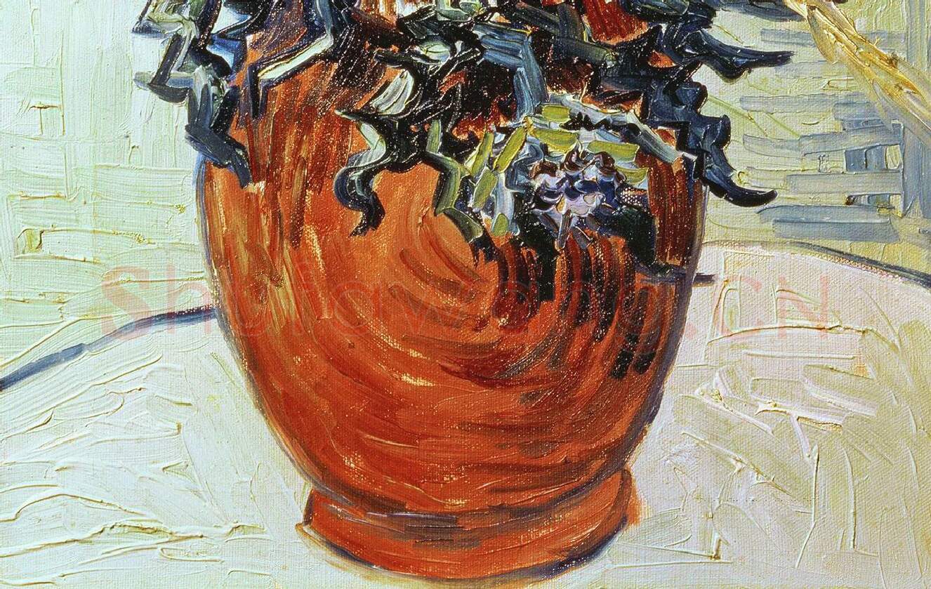 梵高花卉画作品《蓟花静物》_02