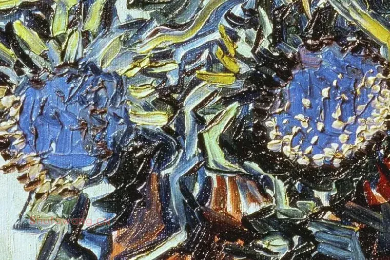 梵高花卉画作品《蓟花静物》局部 (1)