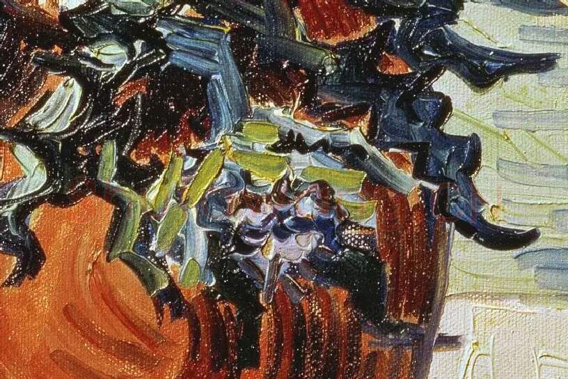 梵高花卉画作品《蓟花静物》局部 (2)