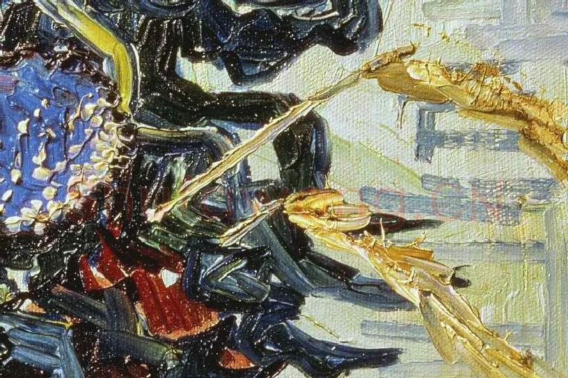 梵高花卉画作品《蓟花静物》局部 (3)