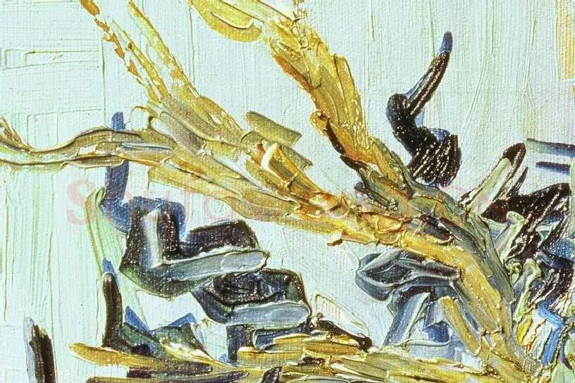 梵高花卉画作品《蓟花静物》局部 (4)