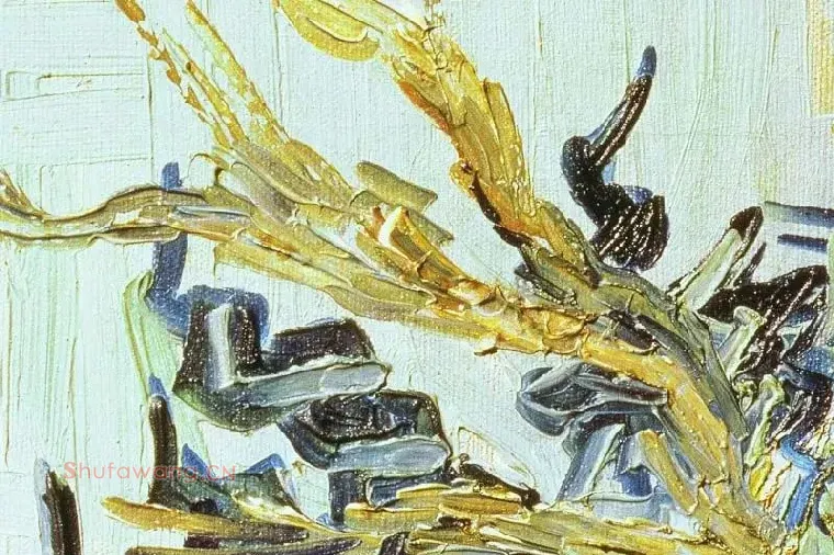 梵高花卉画作品《蓟花静物》局部 (4)