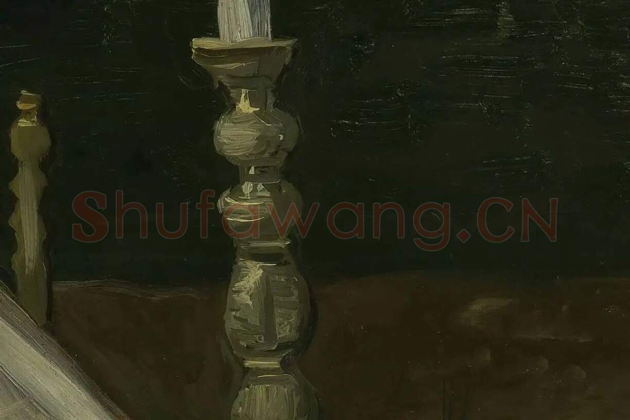 梵高静物油画《带圣经的静物》高清大图局部细节 (5)