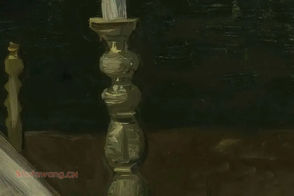 梵高静物油画《带圣经的静物》高清大图局部细节 (5)
