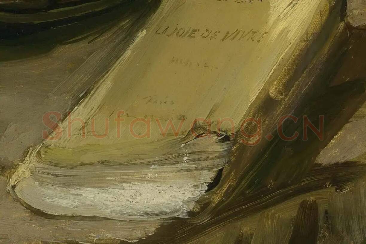梵高静物油画《带圣经的静物》高清大图局部细节 (6)