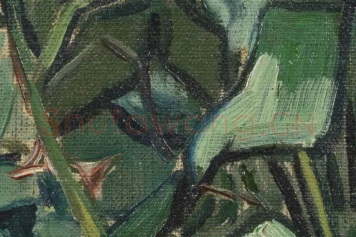 梵高花卉画作品《玫瑰和甲虫》高清大图局部细节 (4)