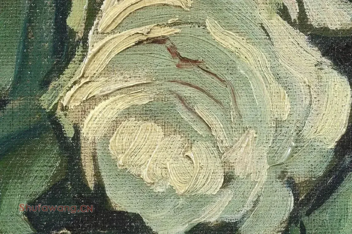 梵高花卉画作品《玫瑰和甲虫》高清大图局部细节 (5)