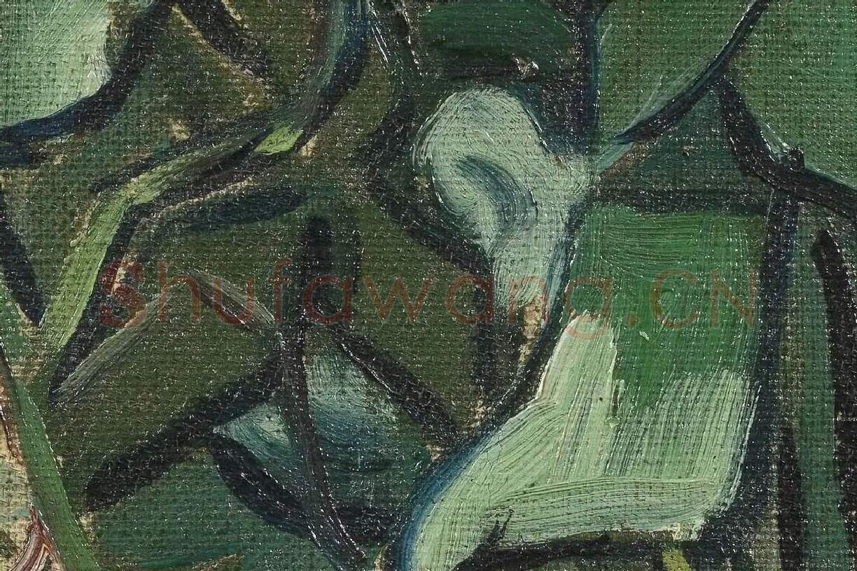 梵高花卉画作品《玫瑰和甲虫》高清大图局部细节 (6)