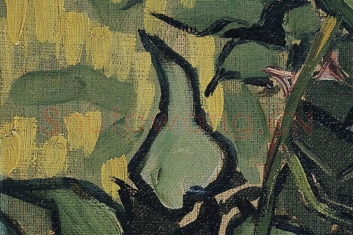 梵高花卉画作品《玫瑰和甲虫》高清大图局部细节 (7)