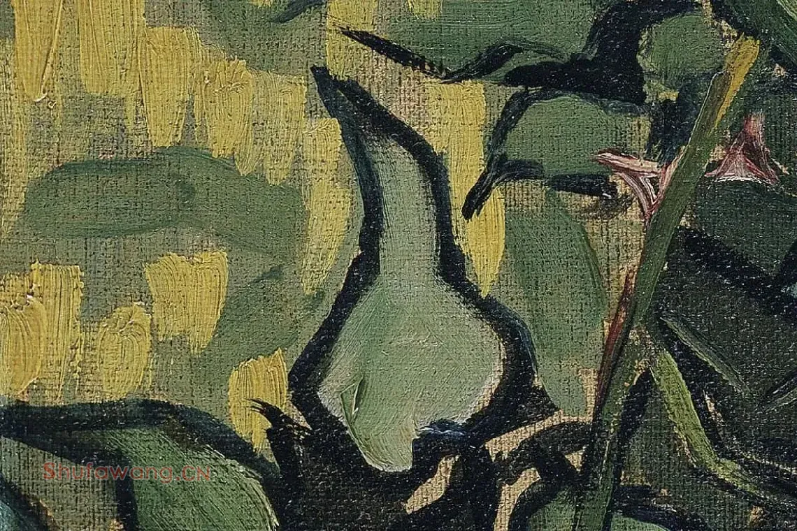 梵高花卉画作品《玫瑰和甲虫》高清大图局部细节 (7)