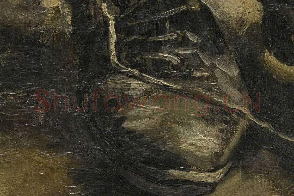 梵高油画静物作品《一双鞋》局部 (1)