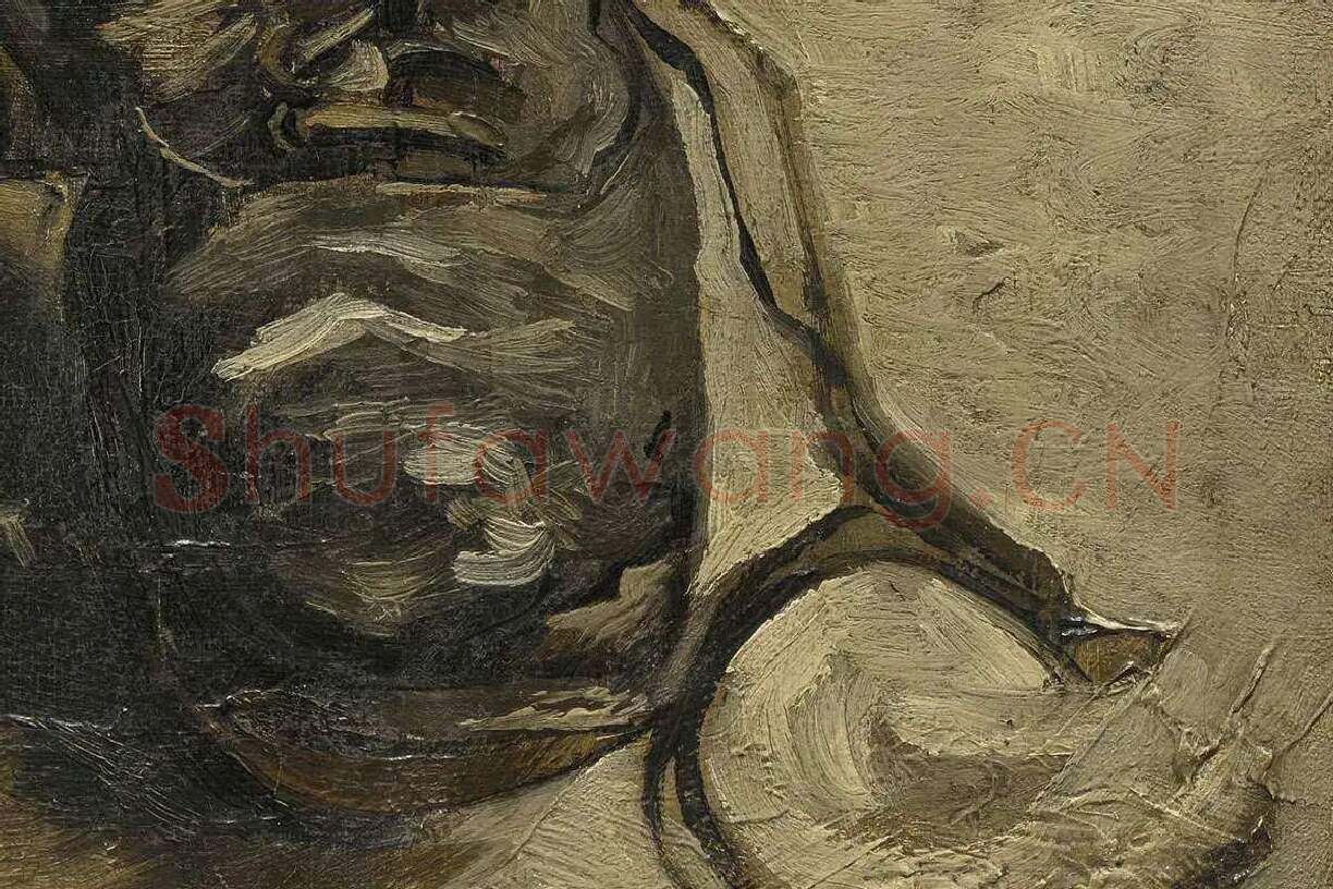 梵高油画静物作品《一双鞋》局部 (2)