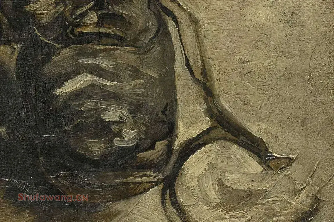 梵高油画静物作品《一双鞋》局部 (2)