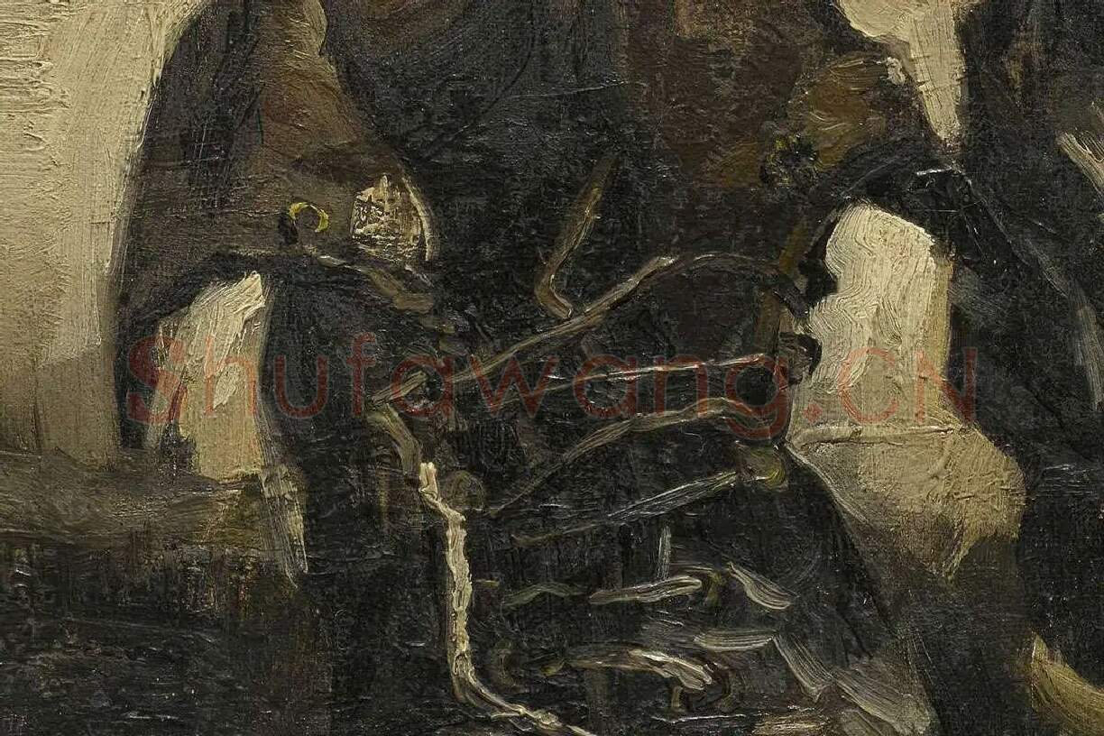 梵高油画静物作品《一双鞋》局部 (3)