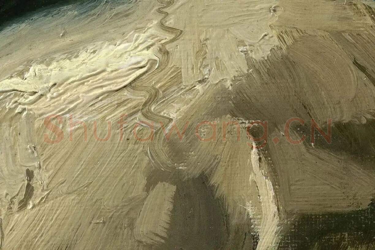 梵高早期油画《叼着香烟的骷髅》高清大图局部细节 (3)