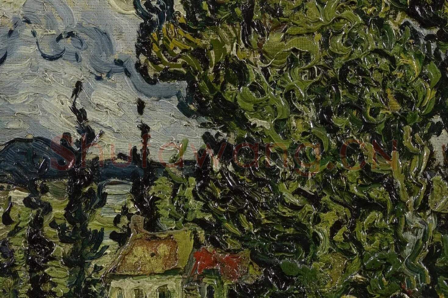 梵高油画《柏树下的两个女人》局部 (2)