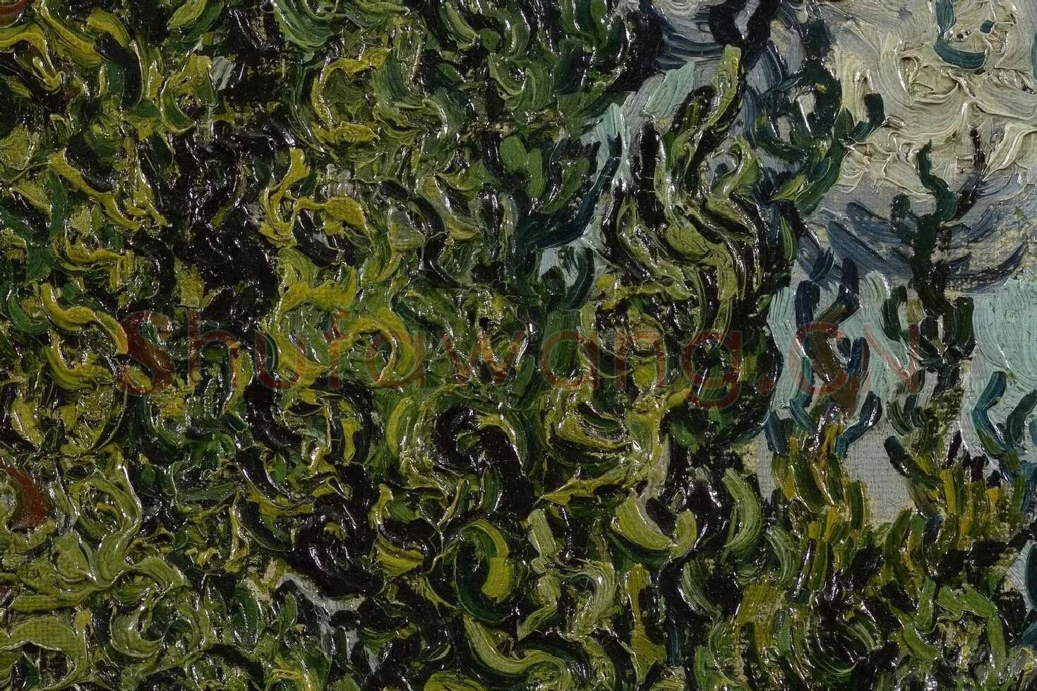 梵高油画《柏树下的两个女人》局部 (3)