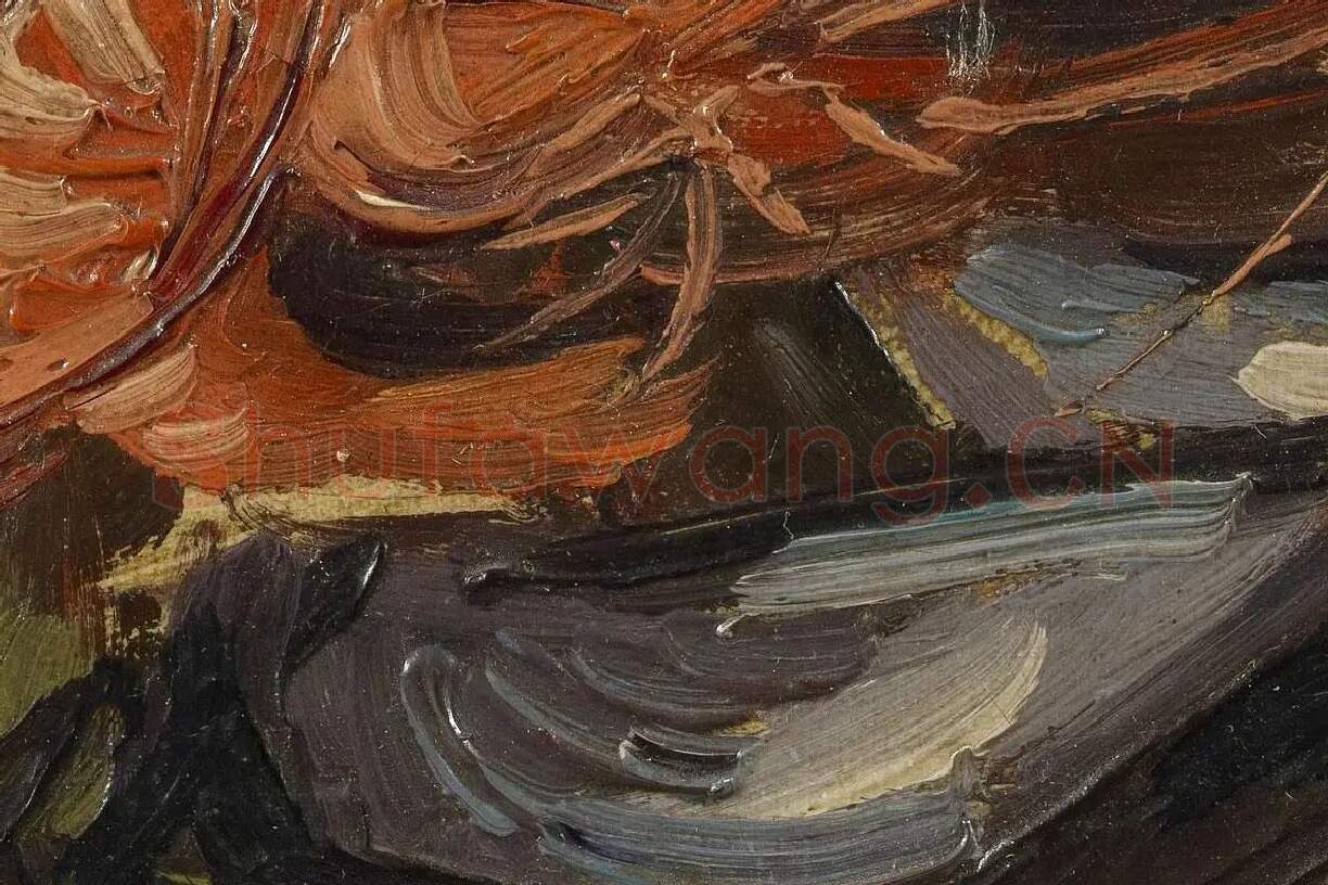 梵高油画静物《贻贝和虾的静物》高清大图局部细节 (4)