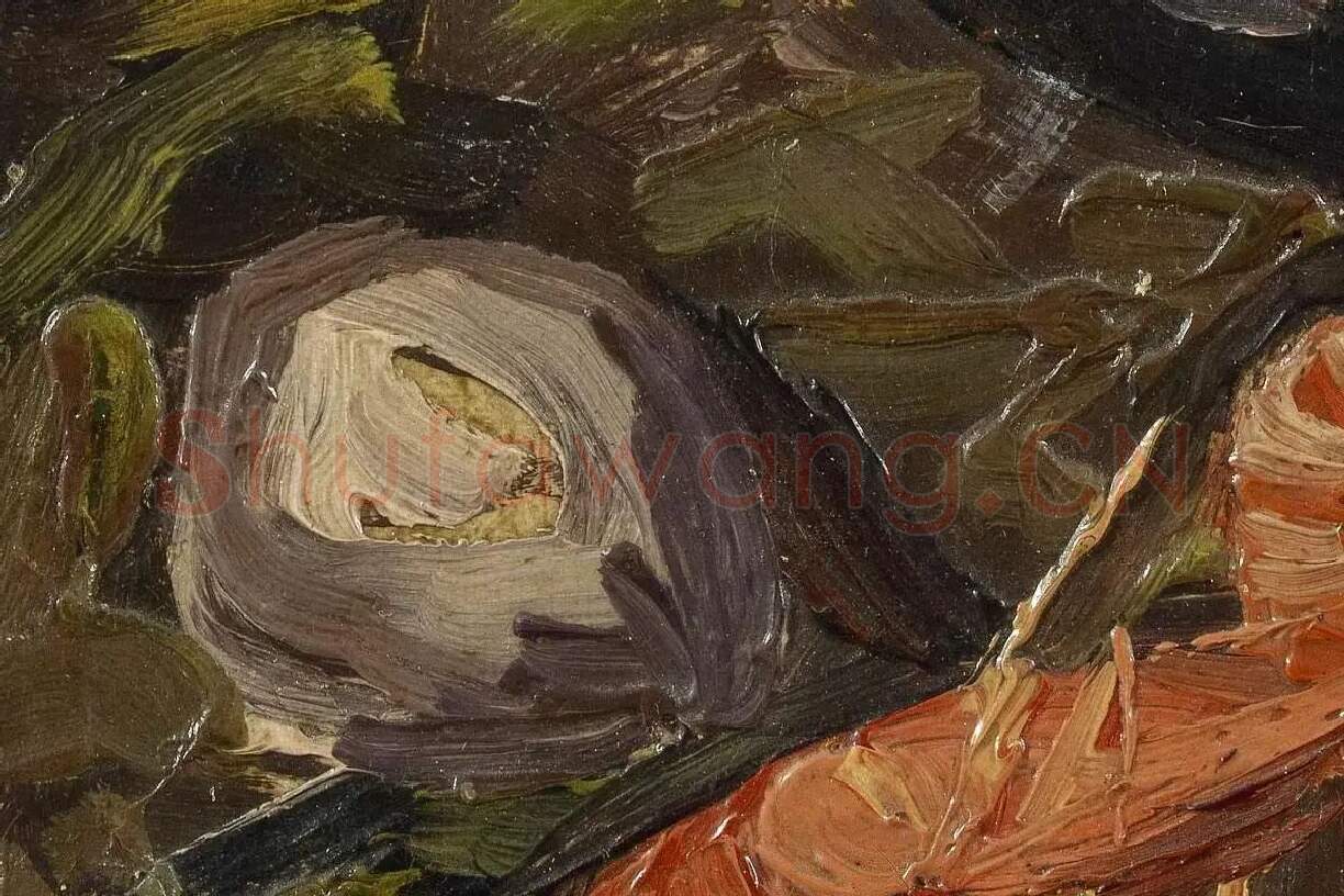 梵高油画静物《贻贝和虾的静物》高清大图局部细节 (6)