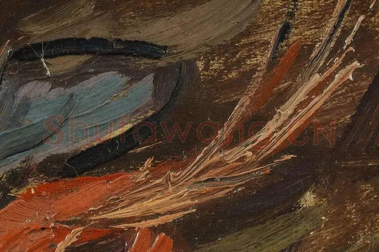 梵高油画静物《贻贝和虾的静物》高清大图局部细节 (8)