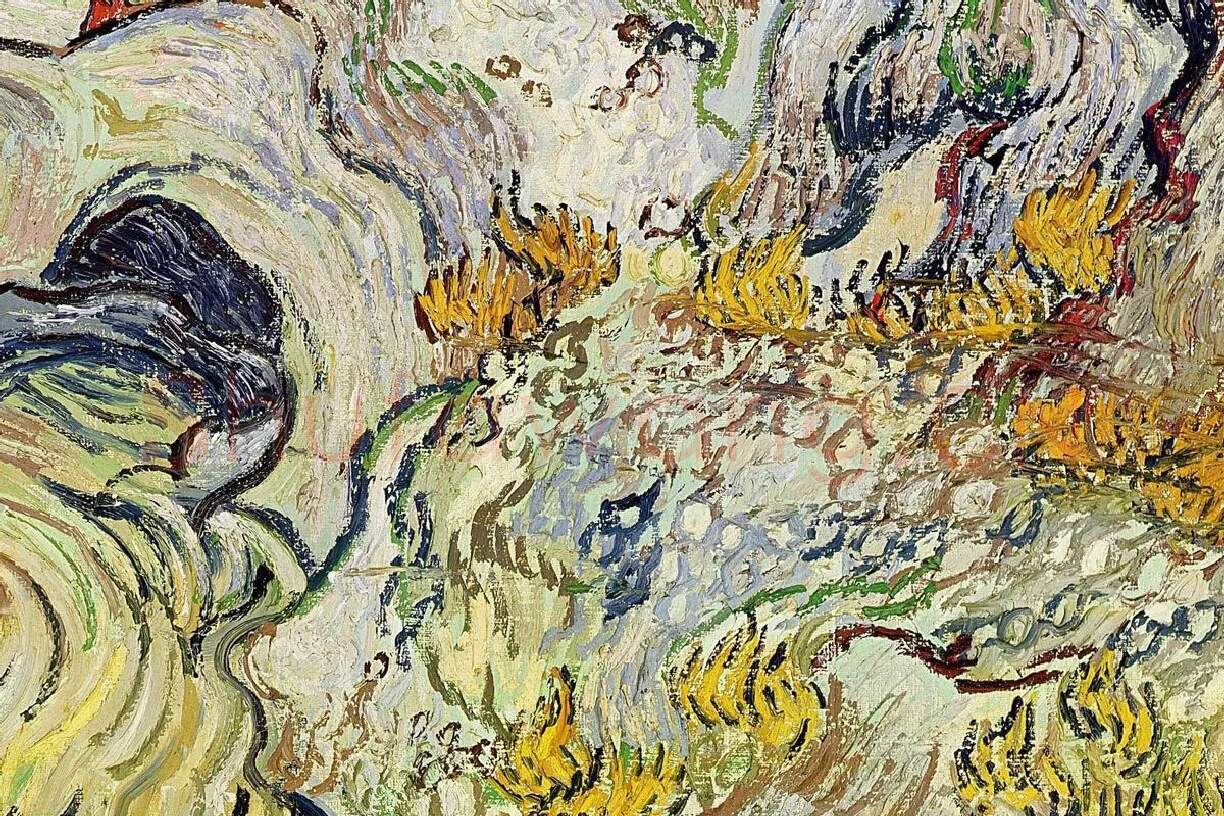 梵高风景画作品《佩洛峡谷》局部细节 (3)