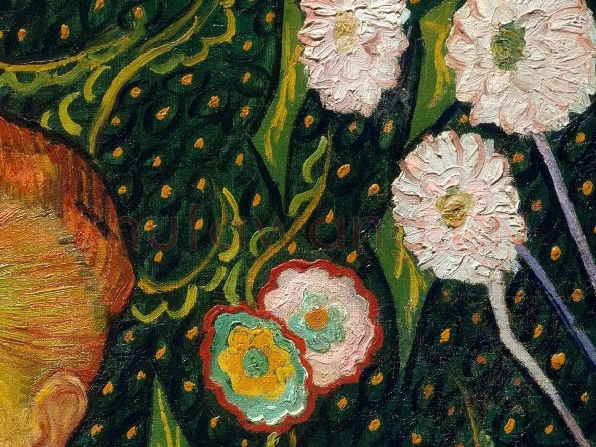 梵高油画人物《坐在椅子上的女人》局部 (2)