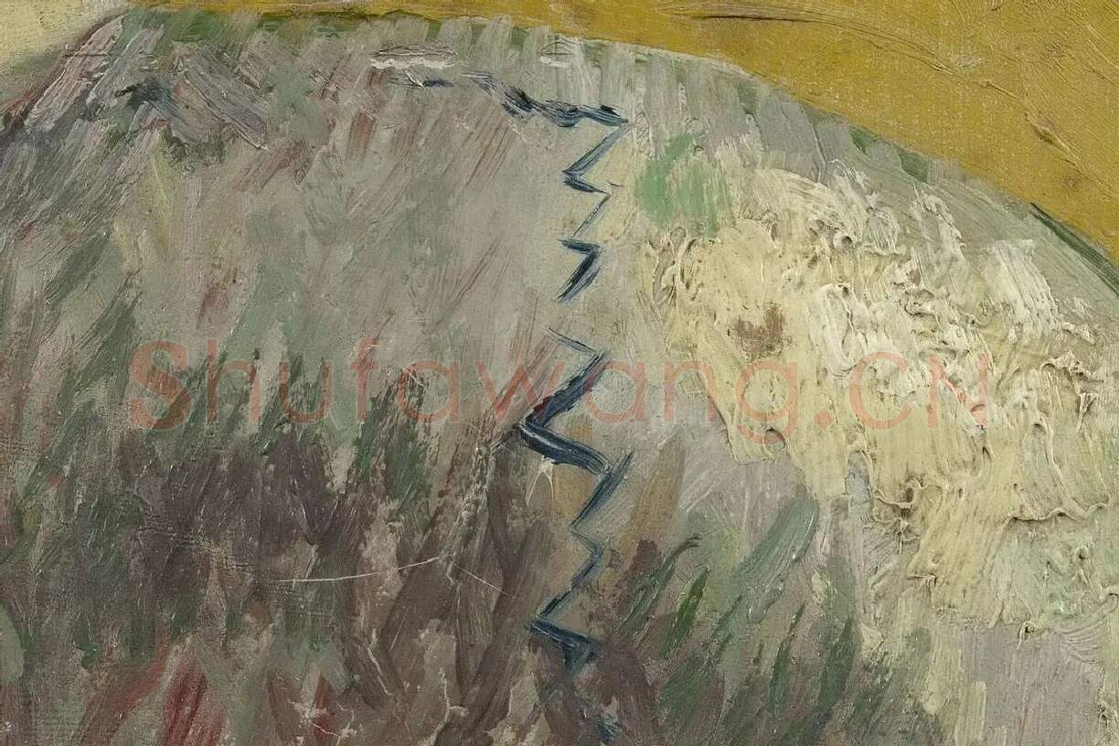 梵高油画习作《侧面的骷髅》高清大图局部细节 (2)