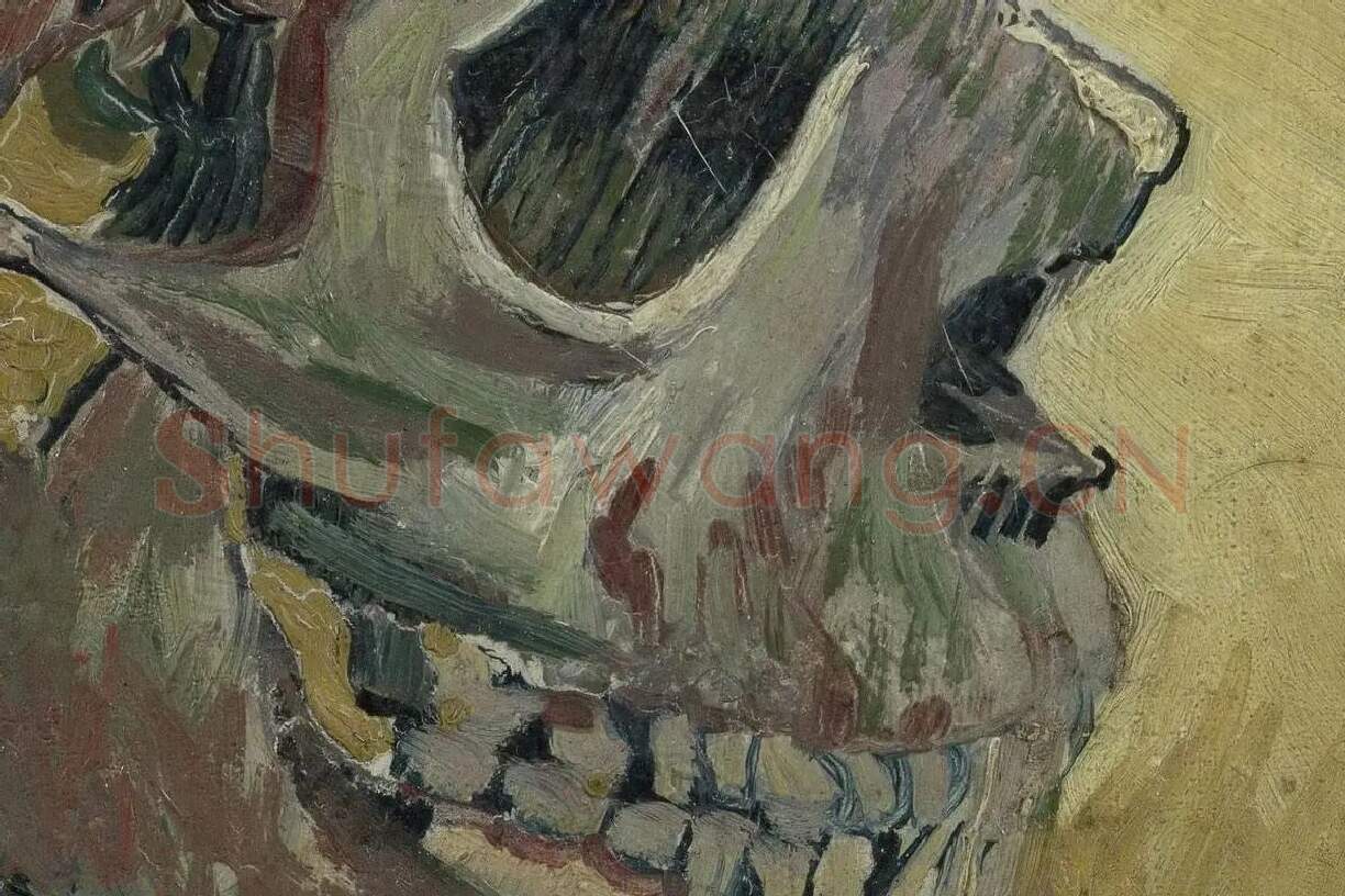梵高油画习作《侧面的骷髅》高清大图局部细节 (3)