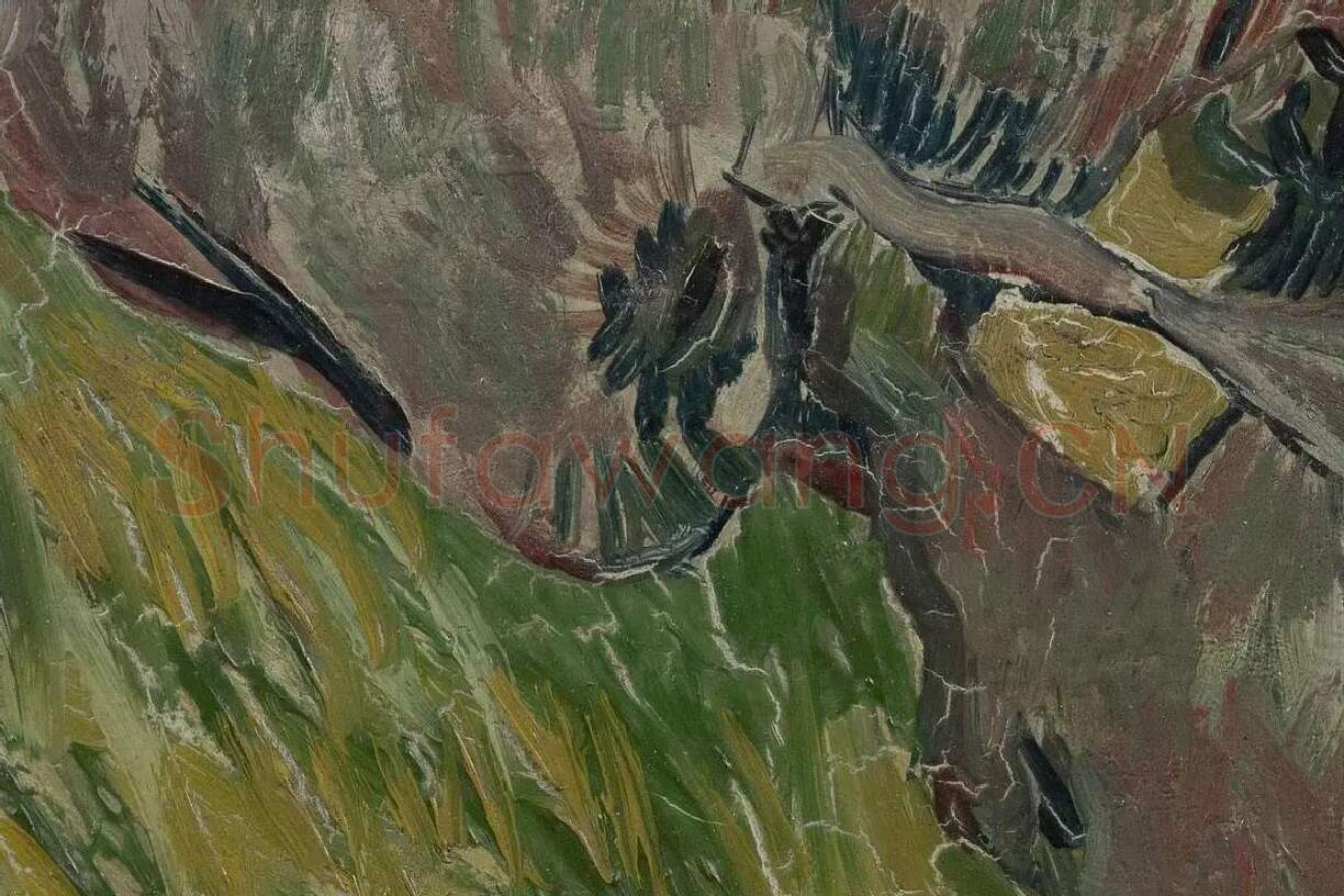 梵高油画习作《侧面的骷髅》高清大图局部细节 (4)