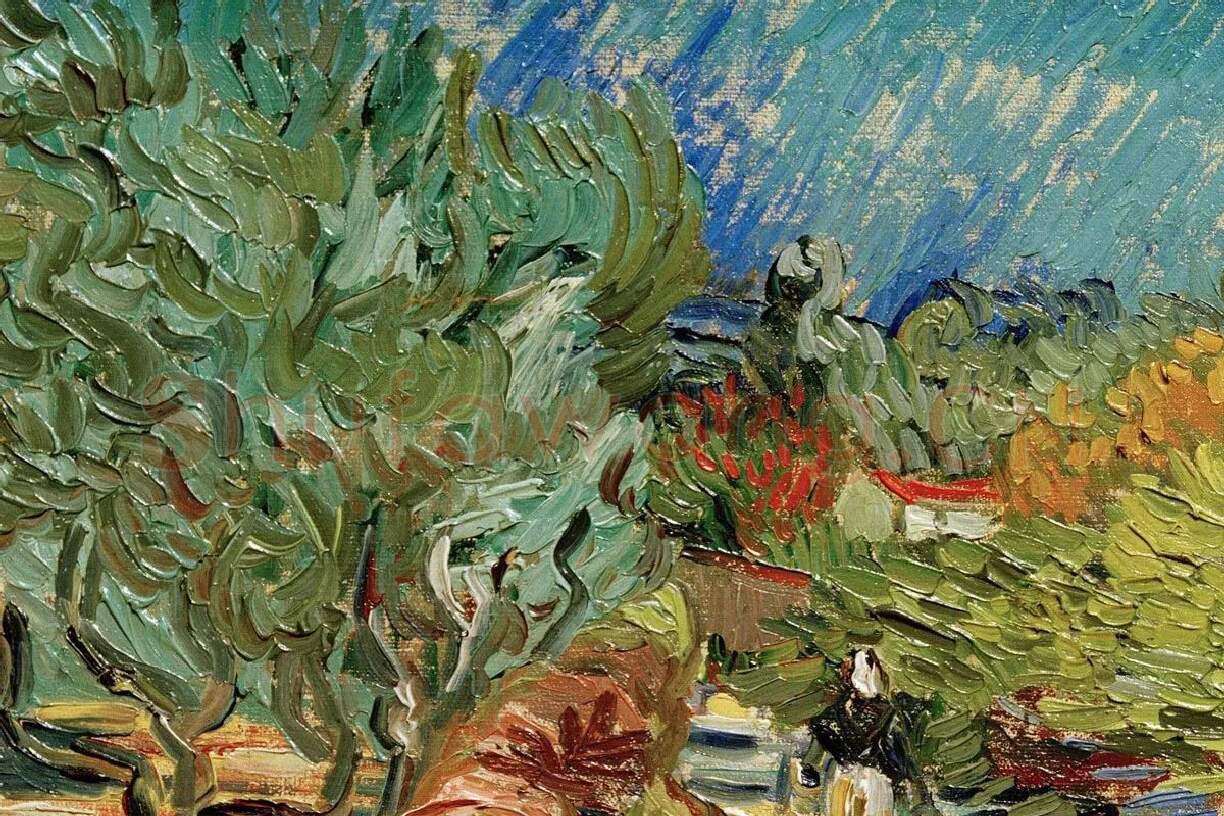 梵高油画作品《圣雷米道路上的女性背影》局部 (1)