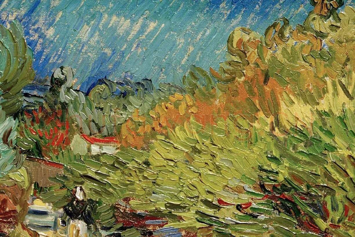 梵高油画作品《圣雷米道路上的女性背影》局部 (2)