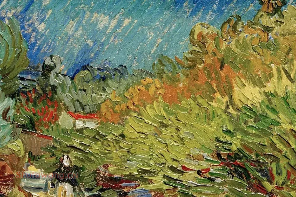 梵高油画作品《圣雷米道路上的女性背影》局部 (2)