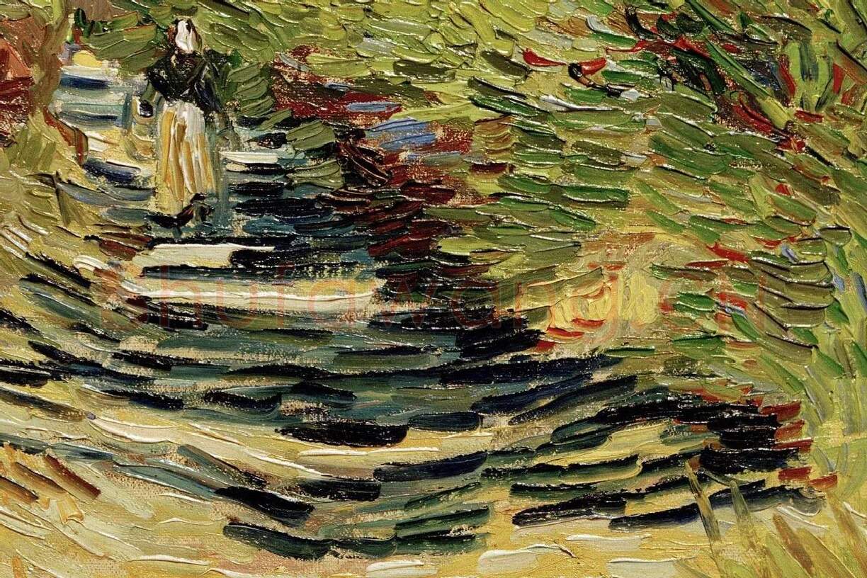 梵高油画作品《圣雷米道路上的女性背影》局部 (3)