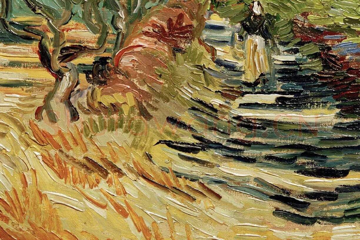 梵高油画作品《圣雷米道路上的女性背影》局部 (4)