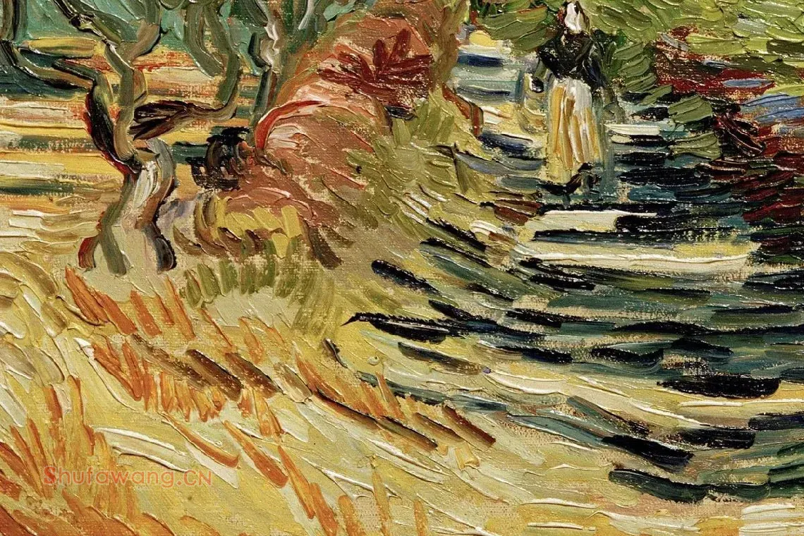 梵高油画作品《圣雷米道路上的女性背影》局部 (4)