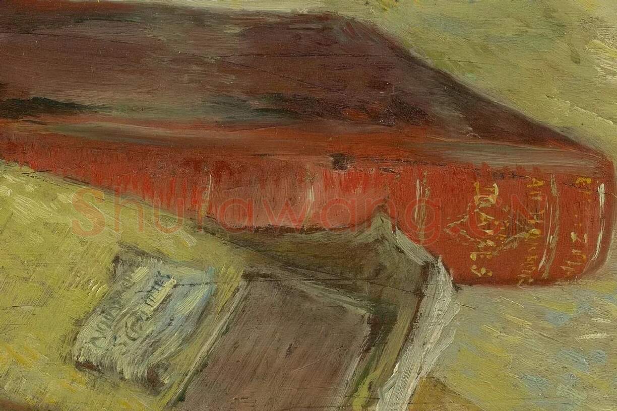 梵高作品《三本书的静物画》局部细节 (2)