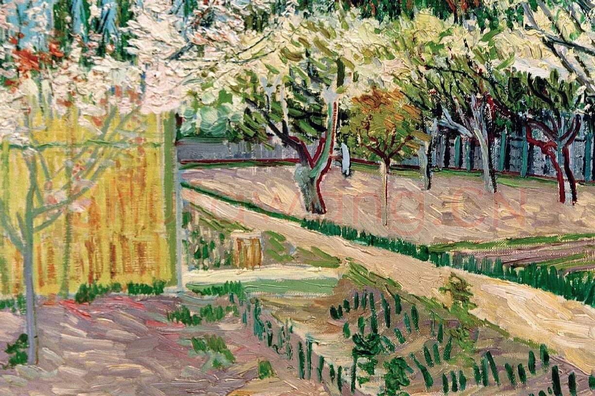 梵高油画风景《盛开的果园》局部 (3)